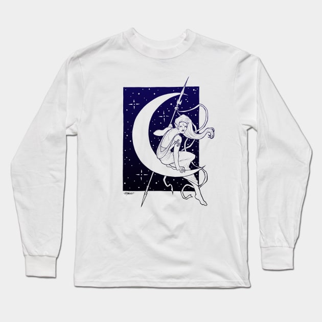 Moonchild - Inks Version Long Sleeve T-Shirt by Indi Martin